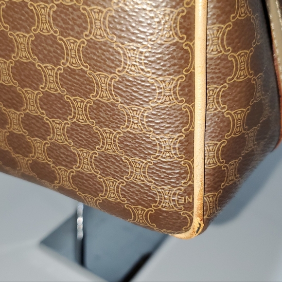 Celine Vintage Boston Bag 1 OPEN POCKET IN FRONT Macadame Coated  Canvas . - Picture 8 of 16